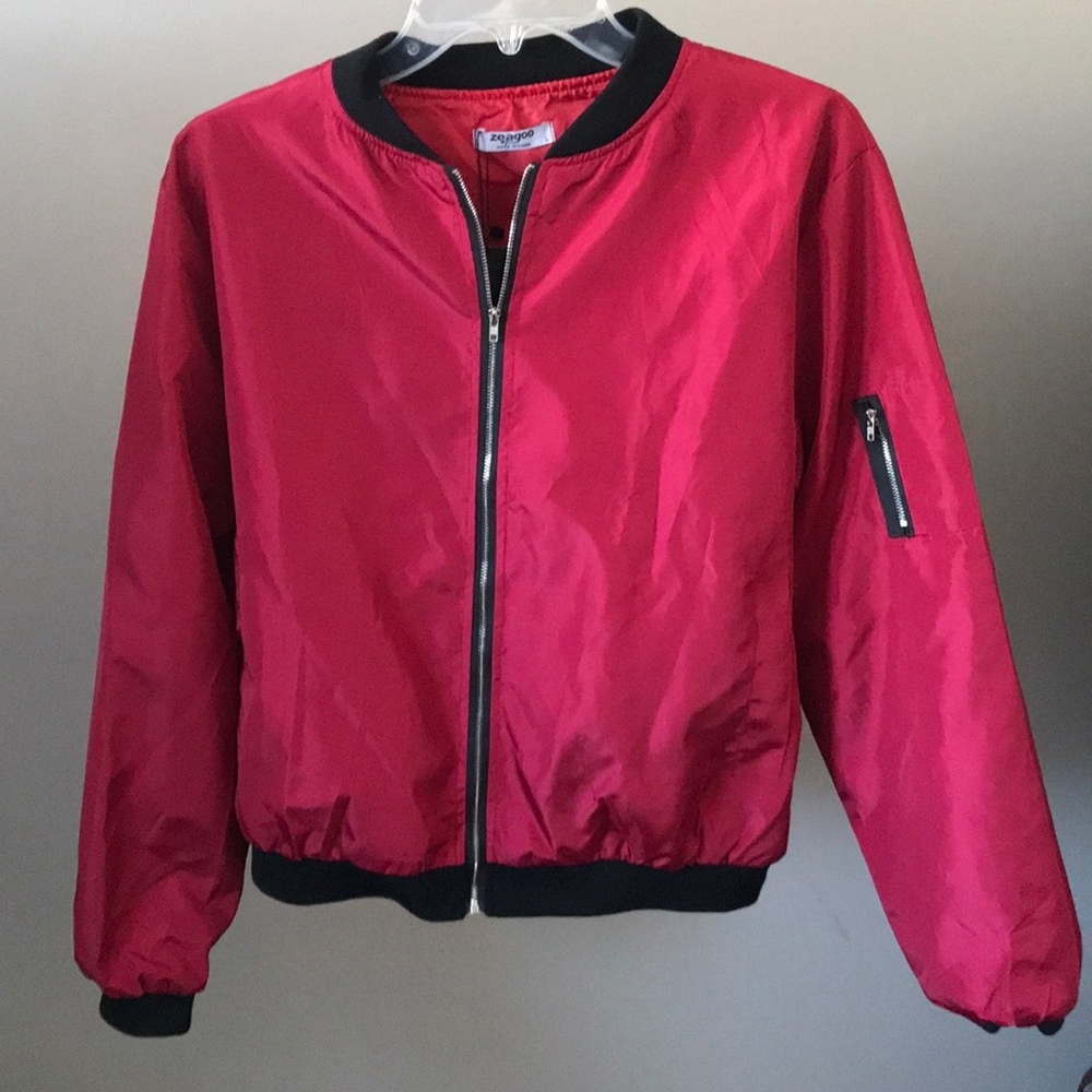 Red Bomber Jacket- large
